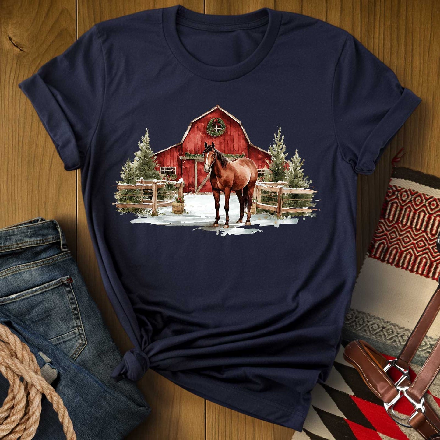 Christmas Barn Horse T-Shirt