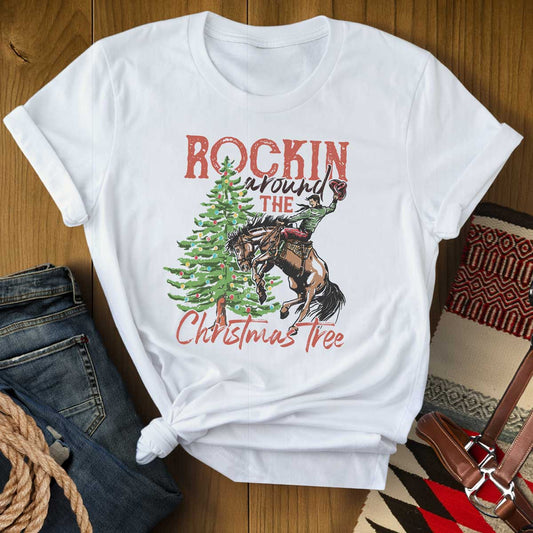 Rockin' Around the Christmas Tree  Bucking Horse T-Shirt