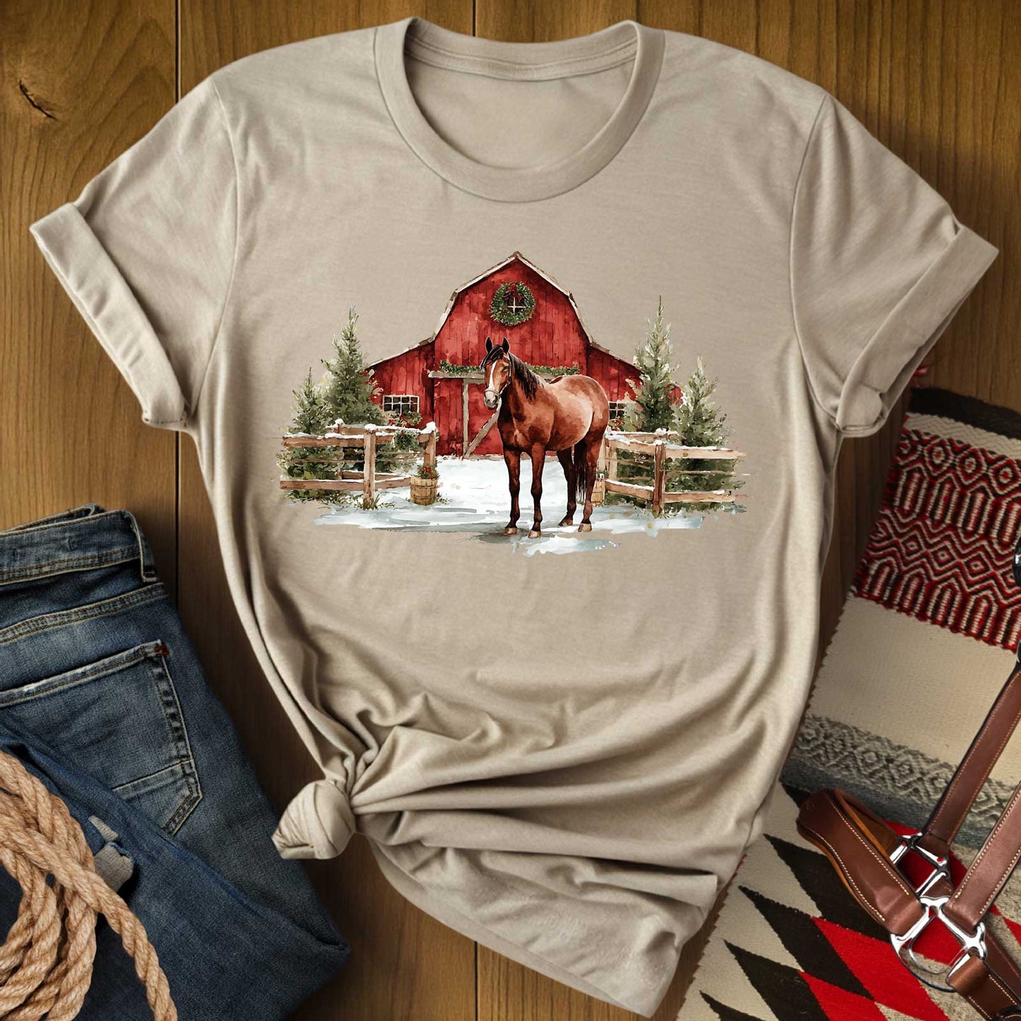 Christmas Barn Horse T-Shirt