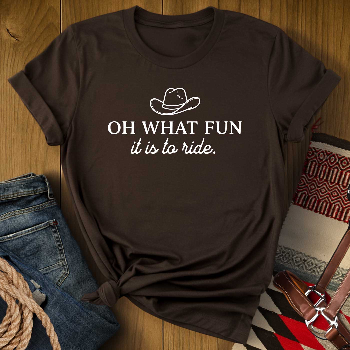 Oh What Fun It Is To Ride Christmas Cowboy T-Shirt