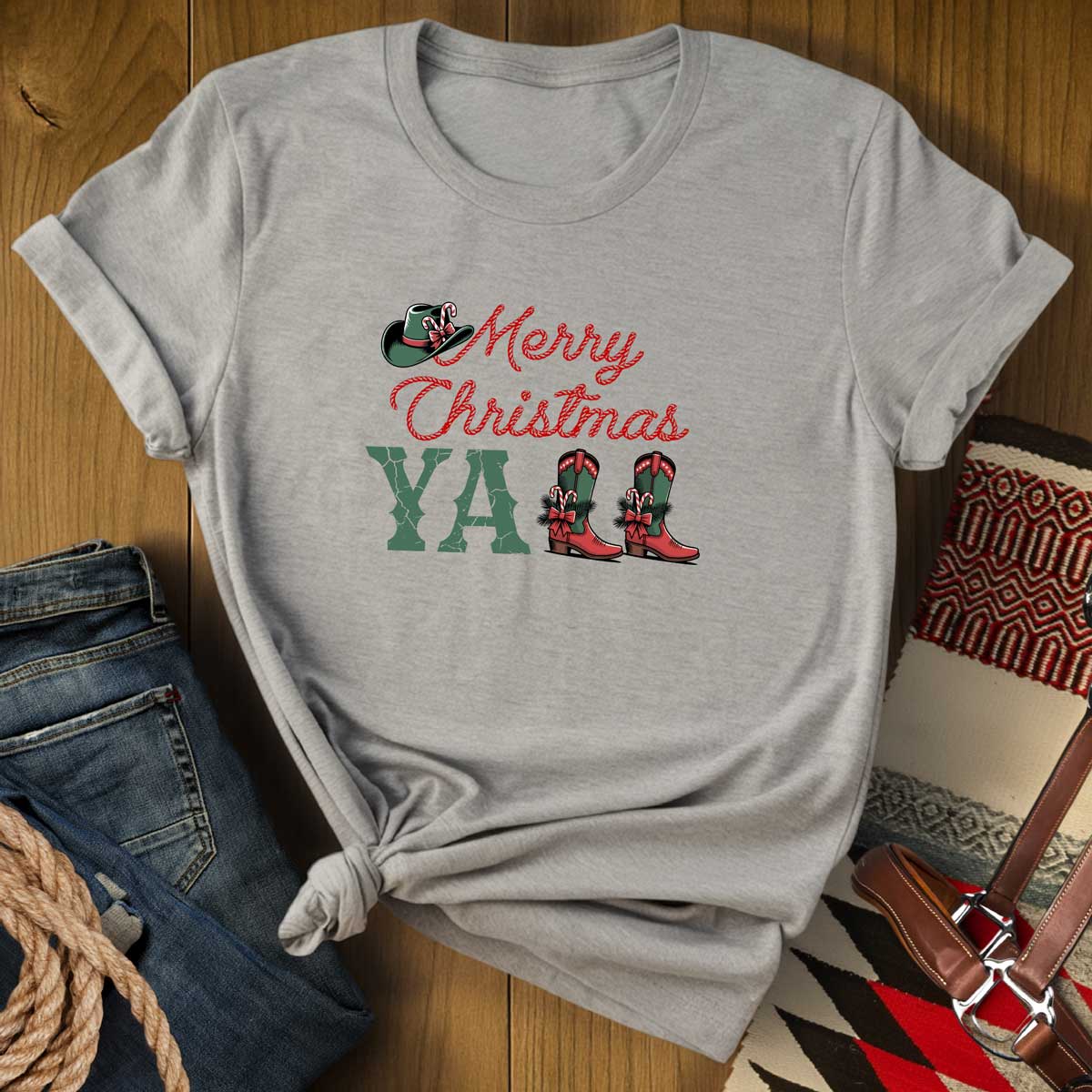 Merry Christmas Y'all Cowboy Boots T-Shirt