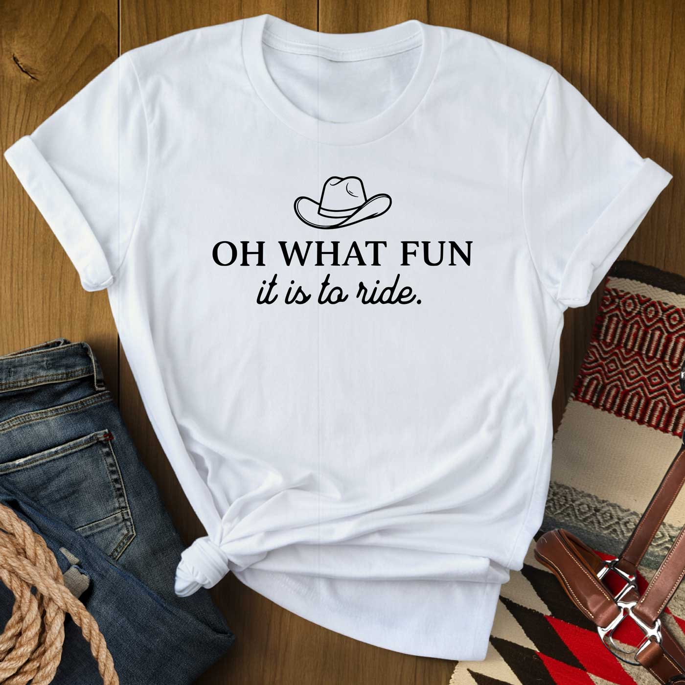 Oh What Fun It Is To Ride Christmas Cowboy T-Shirt
