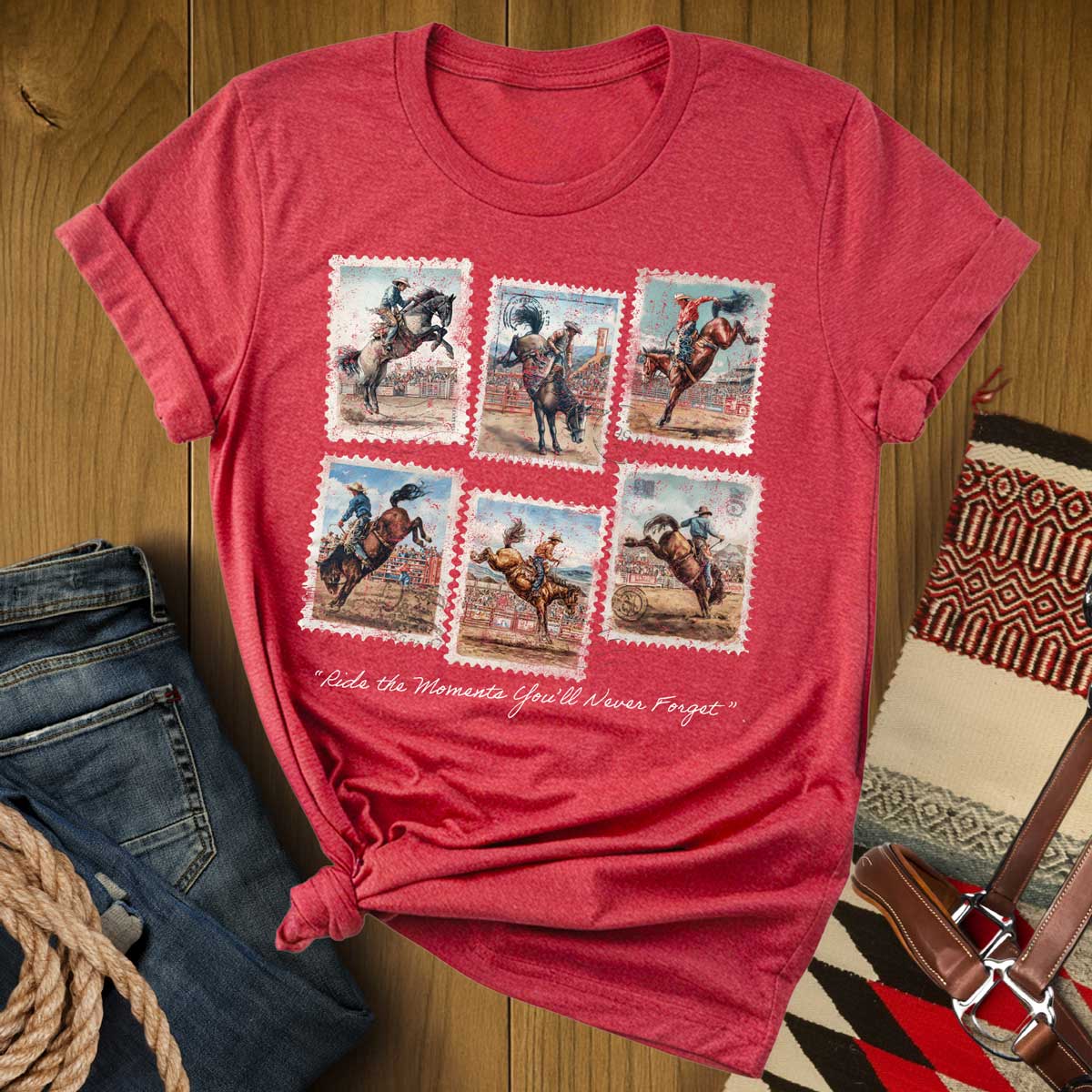 Vintage Bucking Horse Rodeo Stamp T-Shirt