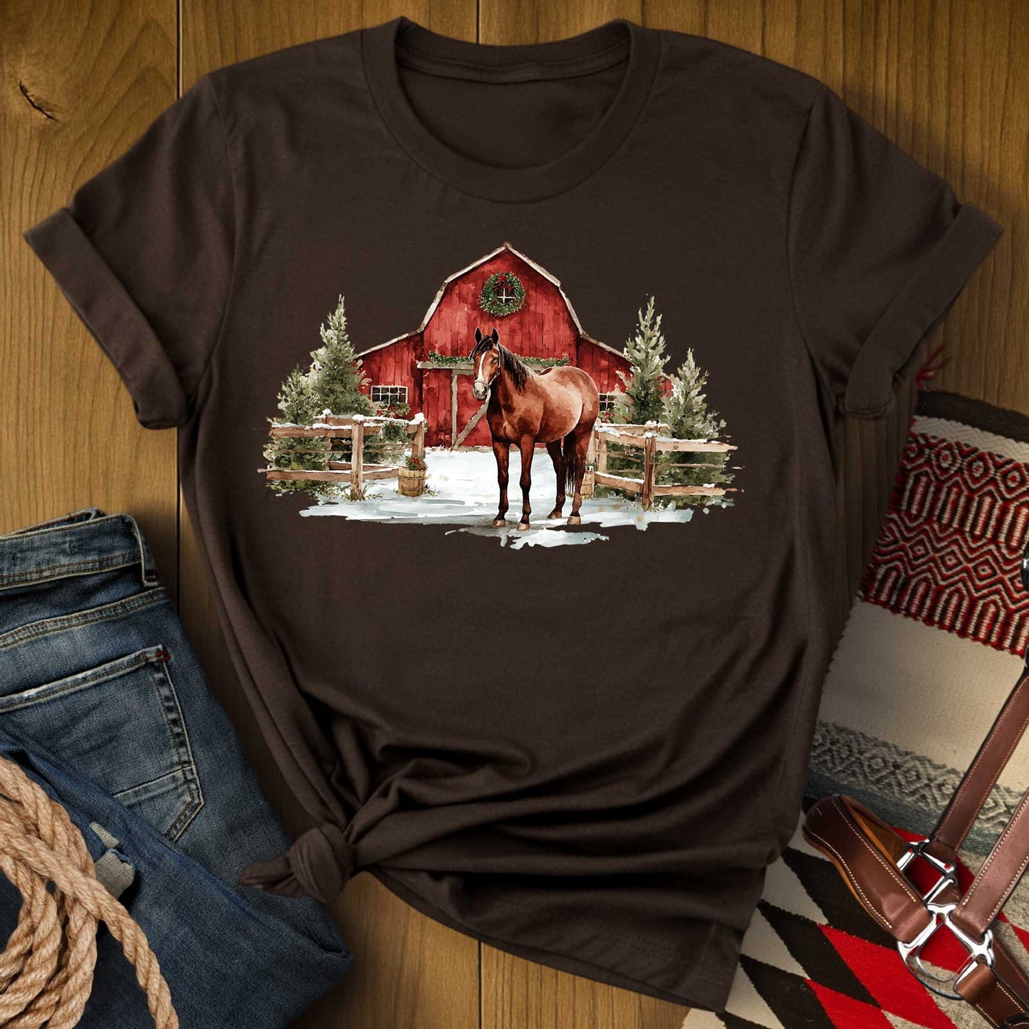Christmas Barn Horse T-Shirt