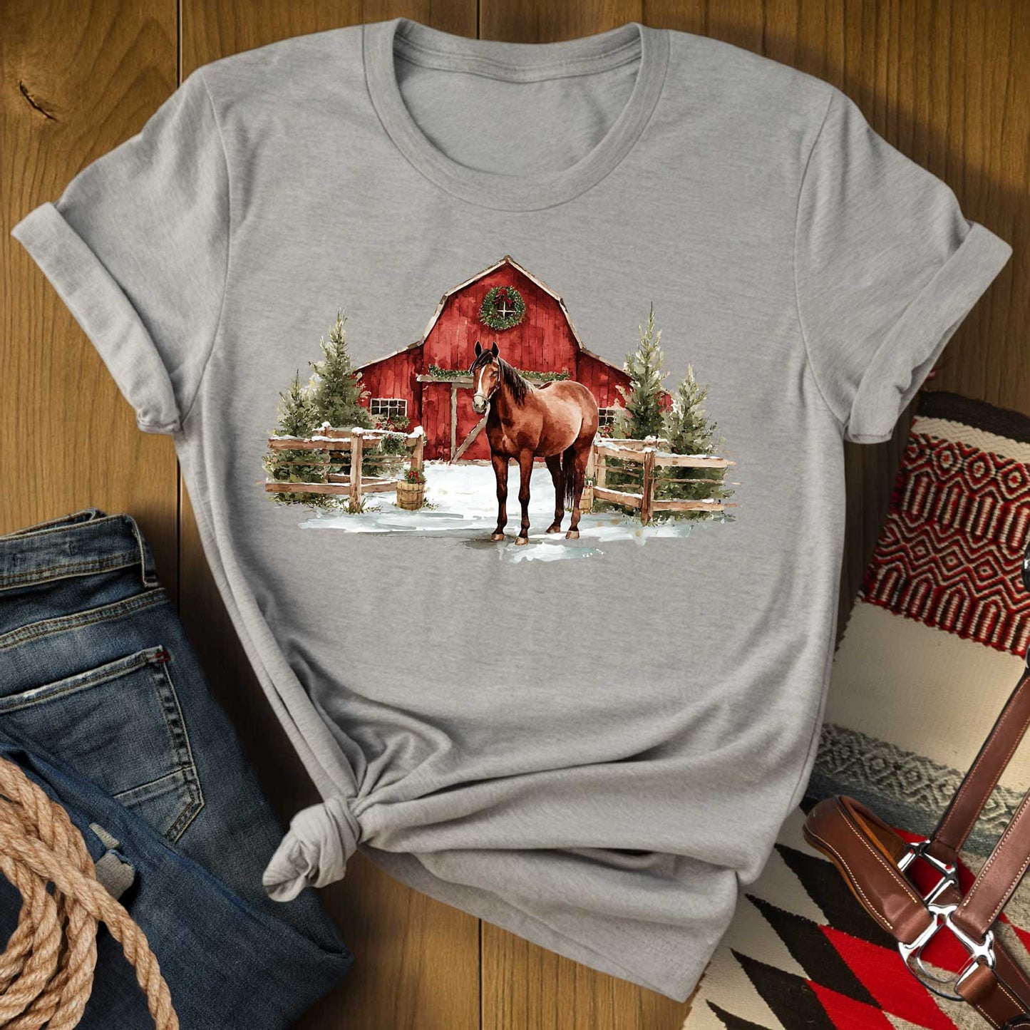 Christmas Barn Horse T-Shirt