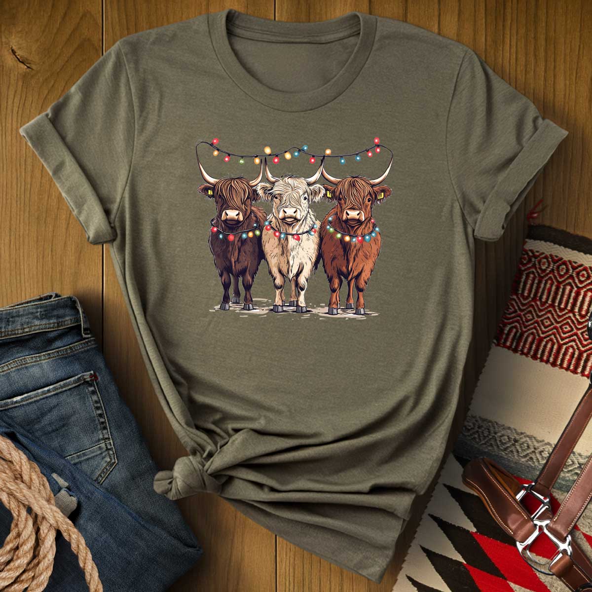 Christmas Highland Cow Trio T-Shirt