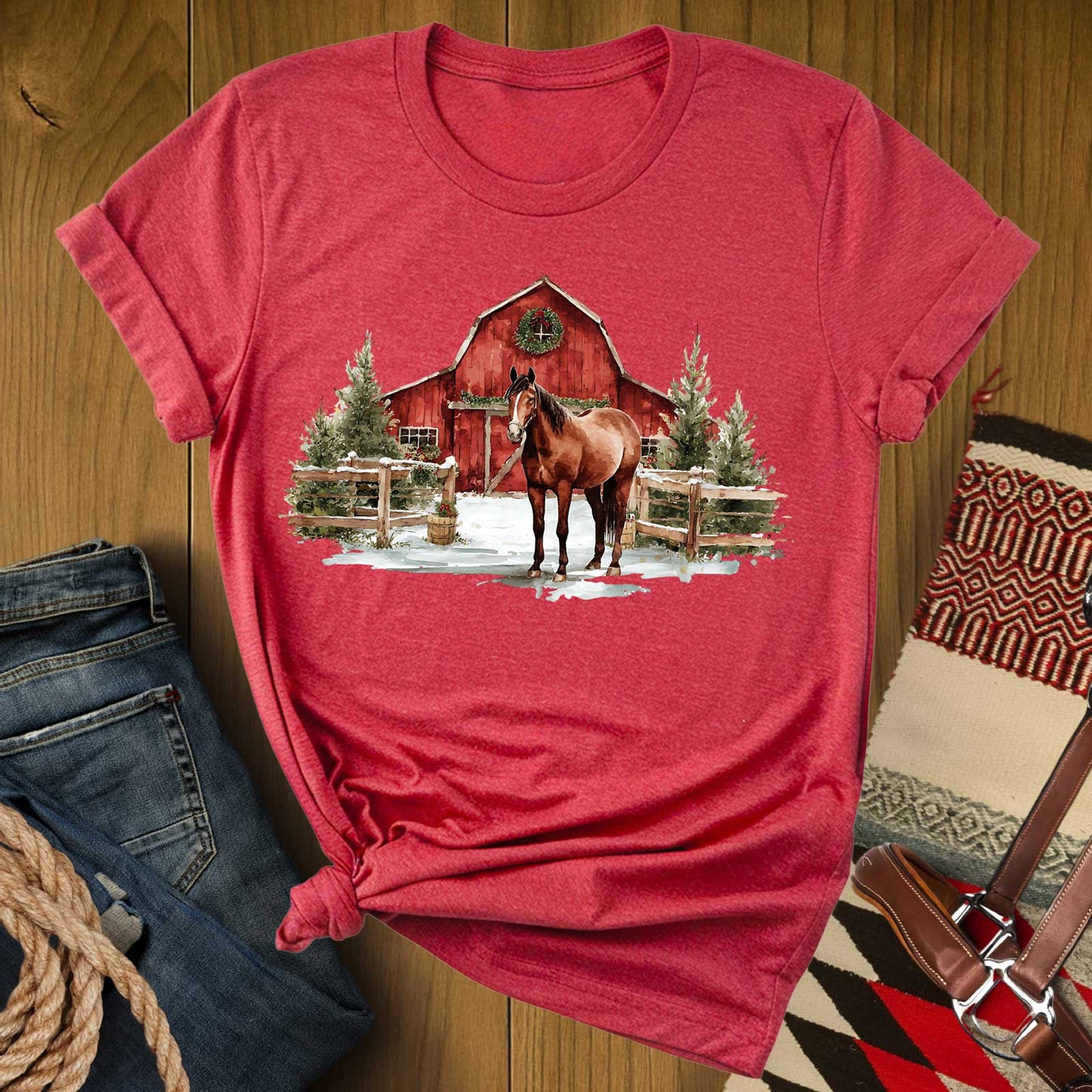 Christmas Barn Horse T-Shirt