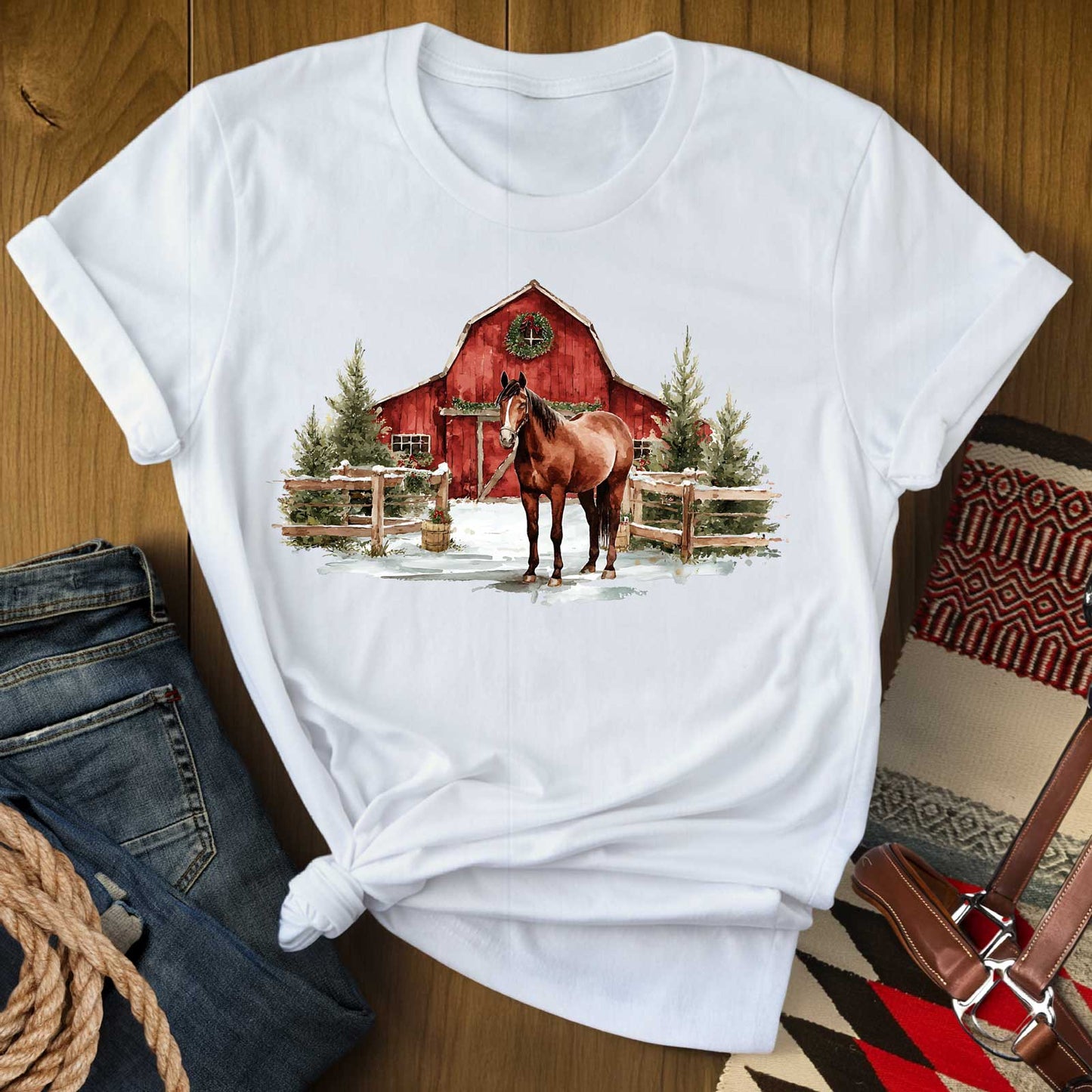 Christmas Barn Horse T-Shirt